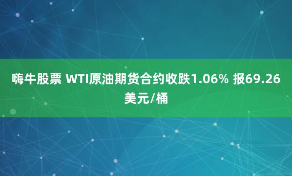嗨牛股票 WTI原油期货合约收跌1.06% 报69.26美元/桶